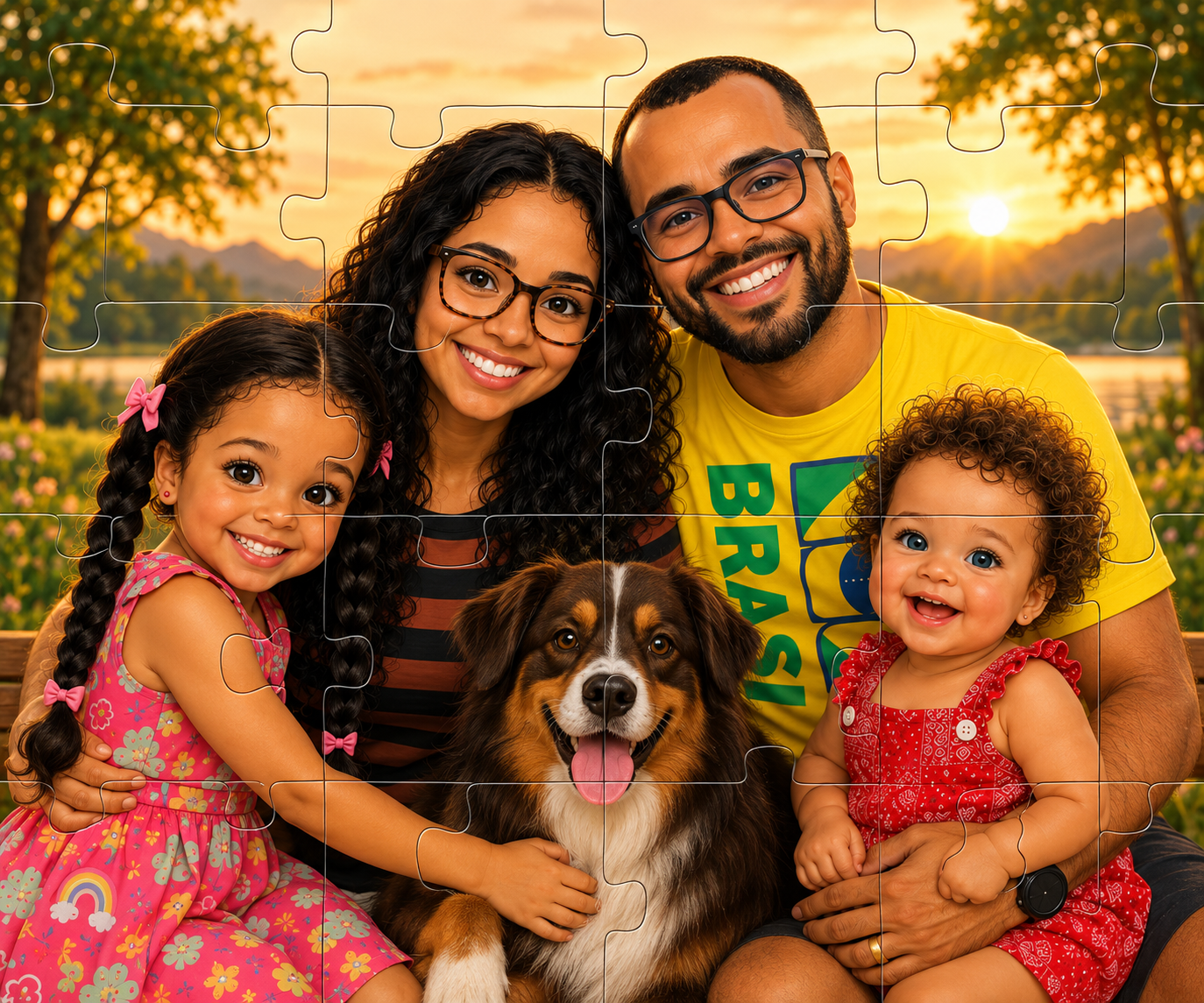 Imagem completa do quebra-cabeça: retrato da família